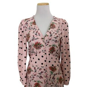 Cath Kidston Forever Button Through Tea Maxi Dress Womens 12 Twee Floral Polka